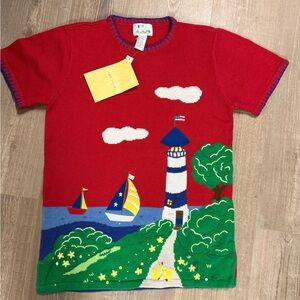 Women’s  Quackery Factory Cotton Lighthouse Sailboat Duck Sweater S oversized